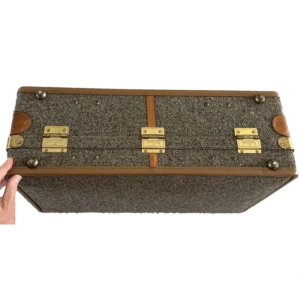 Hartmann‎ Tweed Suitcase Unisex Large Brown Good Leather Trim Vintage Carry On